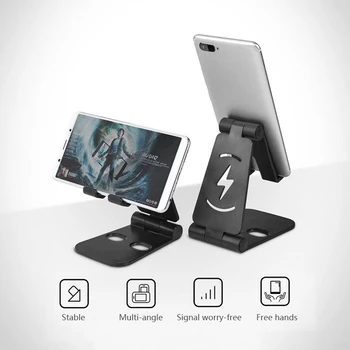 Tableta Cu Suport Pentru Telefon Suport De Birou Reglabil Suport Pliabil De Baza Cu Silicon Bază De Încărcare Pentru IPhone Ipad Samsung Huawei