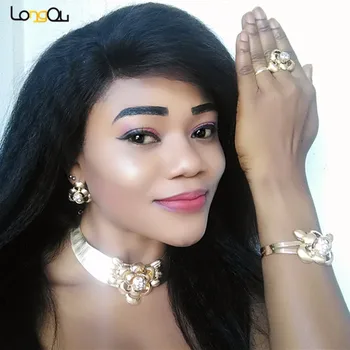 Chiar Arabia Culoare De Aur Femeie Bijuterii De Nunta Set De Brand Nigerian Femeie Accesorii Set De Bijuterii Declarație Set De Bijuterii De Mireasă