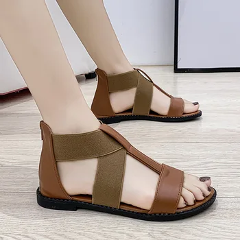 Vara Sandale de Moda pentru Femei Culoare Solidă Simplu Low-Toc, Sandale Romane, Toate-Meci de Sandale de Mari Dimensiuni