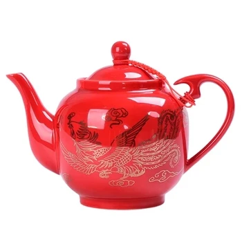 Rosu Geamuri Prăjită Aur Ceainic Din Ceramică De Uz Casnic Kung Fu Da Hong Pao Ceai Negru Set Filtru Manual Ceai Accesorii Teaware
