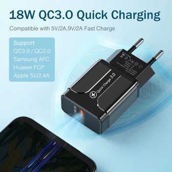Pentru Samsung J4 J6 + J3 J5 J7 A3 A5 A7 2017 A6 A8 Plus 2018 Micro USB Cablu de Încărcare Rapidă QC 3.0 UE Plug de Călătorie USB Încărcător de Telefon