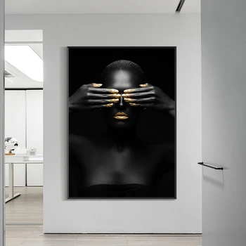 6styles Africa Neagră Femeie Portret de Arta Canvas Tablou Modern Scandinav Postere si Printuri de Arta de Perete Imagini pentru Acasă