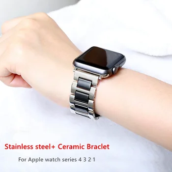Din Oțel inoxidabil+Ceramica Curea Pentru Apple watch seria 6 5 4 3 se iWatch trupa 38mm 42mm Brățară de Link-ul Apple watch band 44mm 40mm