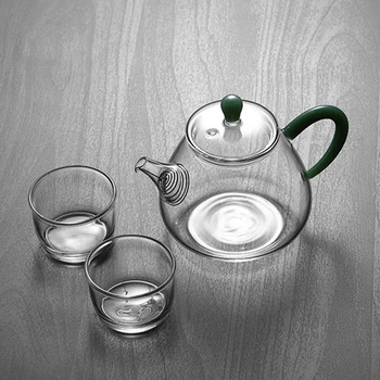 Borosilicată mare de Sticlă rezistente la Căldură Ceainic Chinezesc Ceainic de Sticlă de uz Casnic de Înaltă Mâner Transparent Floare de Cafea Ceainic de Sticlă