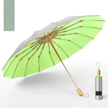 16K trei pliere umbrela titan cu acoperire de argint de protecție solară însorită ploioasă dublă utilizare femei umbrela super puternic vânt upf50+