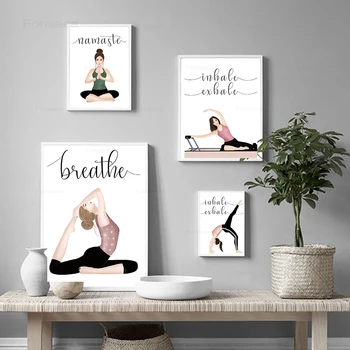 Inspirați, Expirați Citat De Yoga Poster Canvas Printuri De Arta Namast Arta De Perete Decor Fete De Fitness Cadouri Sală De Gimnastică Sală De Arta Pictura Decor