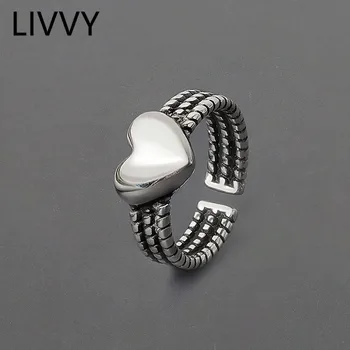 LIVVY Culoare Argintie Dragoste Inima Shell Deget Inel Pentru Femei de Moda de Petrecere Nunta Bijuterii Inel Cadou 2021 Trend