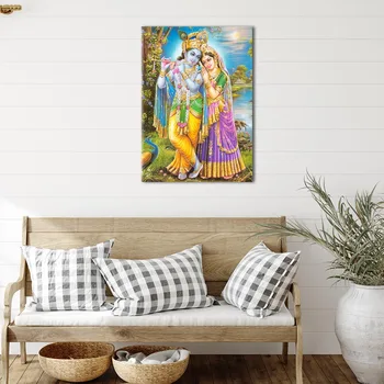 Panza Poster Krishna și Radha Wall Art Print Imagini Pictura Dormitor Anime Decor Fara Rama