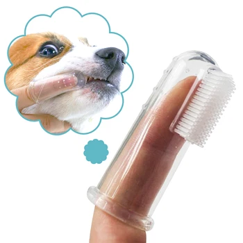 Super Moale Animale De Companie Degetul Periuta De Dinti Teddy Câine Perie Respiratia Urat Mirositoare Tartru Pe Dinti Instrument De Îngrijire Pisică Câine De Curățare Silicagelul Consumabile Pentru Animale De Companie
