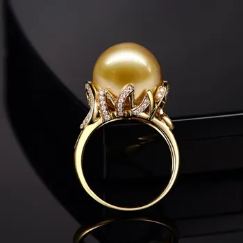 Lumina de Aur Galben Culoare Perle Rotund Deget Inelul cu Stras pentru Aniversare Cadou Bijuterii