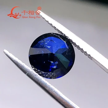 Culoare albastru safir Artificial 34# forma Rotunda diamant tăiat, inclusiv minore fisuri și incluziuni corindon liber bijuterie de piatra