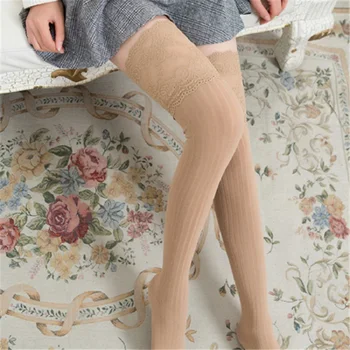 Sexy Ciorapi De Dantelă Cald Coapsa Inalta Femei Drăguț Negru Genunchi Șosete Lungi Pentru Femei, Fete, Ciorapi