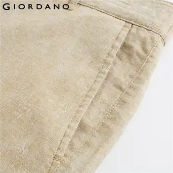 Giordano Bărbați pantaloni Scurți Lenjerie-bumbac Joase pantaloni Scurți de Vară Centura Elastica Mulit Buzunar Absoarbe Umezeala Pantaloni Casual 01101340
