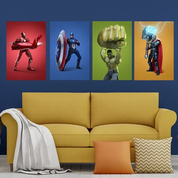 Marvel Avengers Mare Armă Hulk, Iron Man Poster Super-Erou Captain America Panza Pictura Amuzant Arta De Perete Poza Pentru Hoom Decor