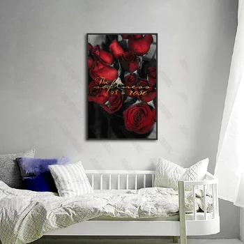 Europene de Mare Trandafir Roșu cu Masina de Conducere de Model Pe Fundal Alb Vintage Poster Tapet Tapet Camera de zi Mobilier de Arta