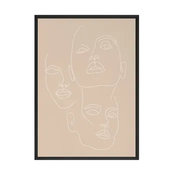 Gri Nordic Minimalist Femeie Linie Citat Bej Arta De Perete, Panza Pictura, Postere, Printuri Pentru Camera De Zi Estetice Decor Acasă