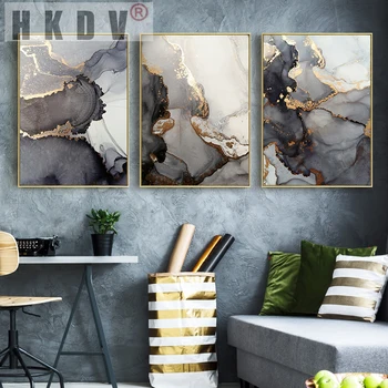 HKDV Abstract de Aur de Lux Panza Pictura cu Acuarele Imagine Home Decor de Perete de Arta Minimalist și Postere de Imprimare pentru Camera de zi