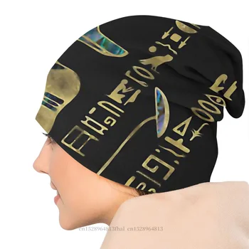Mitologia Egipteană Chelioși Căciuli Capace Anubis Ornament Abalone Tricotat Pălărie De Iarnă Caldă Capota Pălării Bărbați Femei Hip Hop Cap De Schi