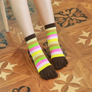 Primavara-Vara din Bumbac pentru Femei Sosete Cu Degetele de la picioare cu Dungi Curcubeu Drăguț Harajuku Moale Țese Fata de Cinci Degetul Ciorapi Noutate UE 35-39