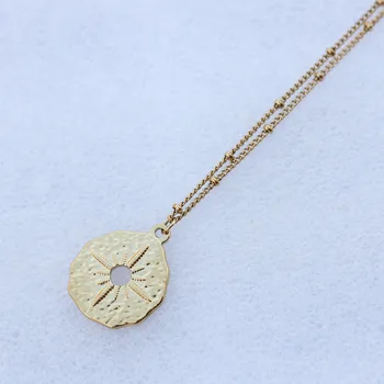 Sculptate Monedă de Aur Pandantiv Colier pentru Femei Fete Barbati din Oțel Inoxidabil, Rotund Simplu Lanț de Cult Zeita Celebritate Medalie de Bijuterii