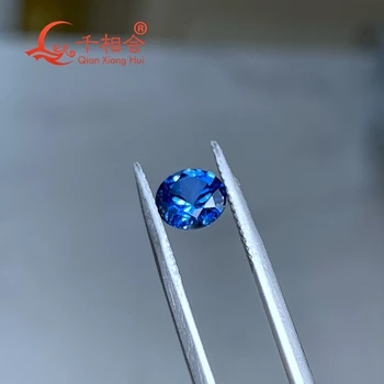 33# Artificială de culoare albastru safir forma Rotunda diamant tăiat, inclusiv minore fisuri și incluziuni corindon liber bijuterie de piatra