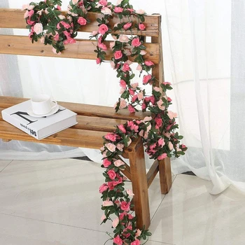 250CM Rose Flori Artificiale Ghirlanda de Crăciun pentru Nunta Acasă Decorare Camera de Primavara Toamna Grădină Arc DIY Fals Plantelor de Viță de vie