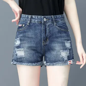 Moda fierbinte Rupt de Epocă Vrac Pantaloni scurți pentru Plus Dimensiune Vara coreean Casual Femei Jean pantaloni Scurți din Denim de sex Feminin Largi Picior Talie Mare