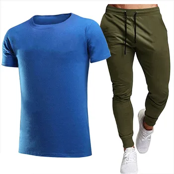 Pure color T-shirt costum de sport de funcționare wicking și uscare rapidă funcționare casual, haine de vară cu mânecă scurtă, pantaloni scurți set de 2 piese