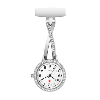 Clip-on Fob Cuarț Brosa Agățat Asistenta Pin Ceas de Moda de Lux Cristal Barbati Femei Unisex Plin de Oțel Ceas de Buzunar Ceas relogio