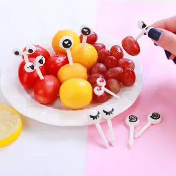 10 Buc/Set Mini Ochi Fructe Furculita Din Plastic Reutilizabile Fructe Furculita Decorative Bastoane Copii Masa De Prânz Cutie Bento Accesorii De Bucătărie Gadget-Uri