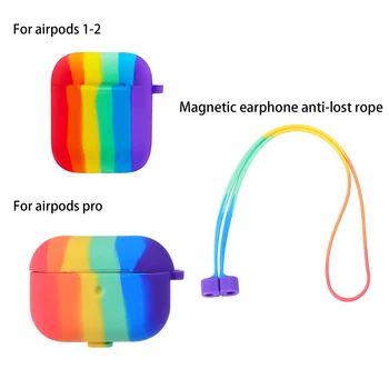 Silicon moale Caz Pentru Airpods 1 2 culorile Curcubeului Căști de Protecție de Acoperire Impermeabil pentru Apple airpods pro setul cu Cască Accesorii