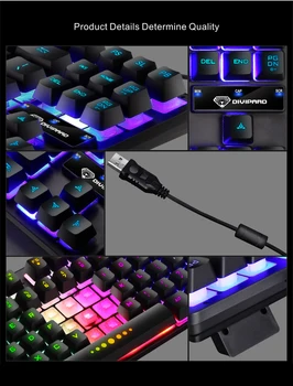 GK - 10 emițătoare de lumină cuvinte 87-Cheie RGB Tastatură Mecanică de Gaming Multicolor RGB lumina de fundal USB Cablu gamer Tastaturi jocuri