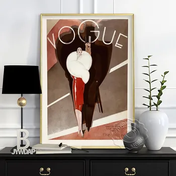 Retro Vogue Arta De Perete Pictura Panza Printuri Vintage Postere Coperta Revistei De Moda Ilustrare Poze Fete Cadou Decor Acasă