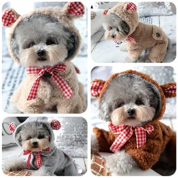 Haine de iarna Câine Hoodie Coat cu Patru picioare Strat de Bumbac Îngroșa Haine groase pentru Câini de talie Mică Sacou Haina Catelus Pulover Câinii Noi