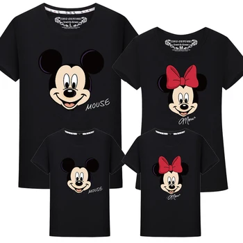 Disney Familia de Potrivire Haine de Desene animate Mickey Minnie Imprimate T-shirt Mama și Fiica Topuri Tata, Mama, Fiul, Familie, Copii