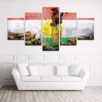 5 Piesă De Artă Din Kurdistan Soldat Pavilion Hd Print Tablou Poster Canvas Tablou Poster Vii Acasă Decorare Camera