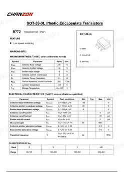 20buc B772 SOT-89 PNP Tranzistor Bipolar Junction BJT Pwerful Tub Fets SMD B 772 SOT 89 Triodă -3A -30V Circuite Integrate