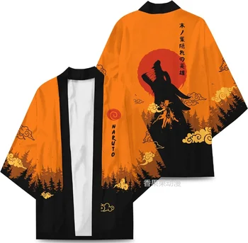 Noul Hokage Ninja Konoha, Kakashi Costume Cosplay Kurama Uzumaki Simbol Mantie Cardigan Haori Pijamale, Halat De Baie Pijamale Haina