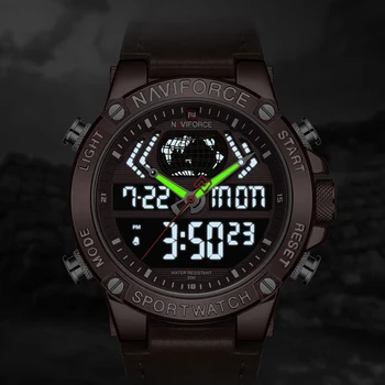 Brand de lux NAVIFORCE Ceasuri pentru Barbati de Moda din Piele Sport Cuarț Încheietura Ceas Militar Analogic Digital Ceas rezistent la apa