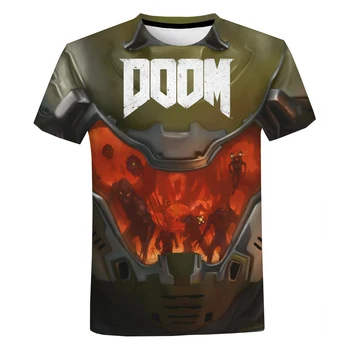 Doom T-shirt Joc FPS 3D Imprimate Streetwear Rece Casual Unisex Moda O-Neck T-shirt-uri Hip-Hop Scurt cu Maneci Supradimensionate T-shirt
