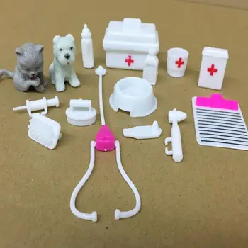 Casă De Păpuși În Miniatură Vet Medical Câine Kit De Copii Pretinde Joc Păpușă Jucărie Accesorii