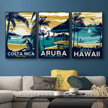 Modern Abstract Peisaj Postere si Printuri de Perete Decorative Panza Costa Rica, Cuba, Hawaii Imagine pentru Camera de zi Decor Acasă