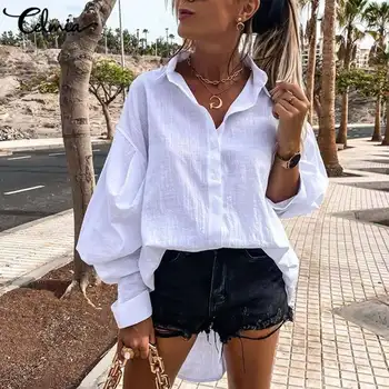 Celmia 2021 Femei De Moda Bluze De Toamna La Rever Elegant Tricou Vintage Topuri Casual Cu Maneci Lungi Solid Blusas