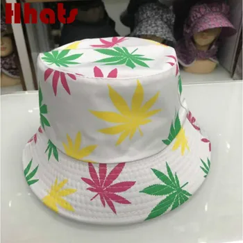 Imprimate Casual Colorate Iarba Găleată pălărie Hip Hop de Sport în aer liber Frunză de Arțar de Bumbac Palarie de Soare pentru Femei Beach Panama Pescuit Capac Sunhat