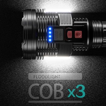 Led-uri de Patrulare Lanterna USB Reîncărcabilă 3*COB Lumină Torță în aer liber rezistent la apa de Securitate Lanterna Camping Lumina Cu Curea