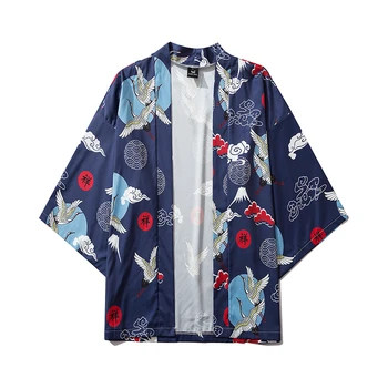 Tradițional, Japonia, Asia De Haine Yukata Femei, Kimono Albastru Cardigan Vara Macara De Imprimare Tricou Casual De Top Kawaii Cosplay Costum Sexy