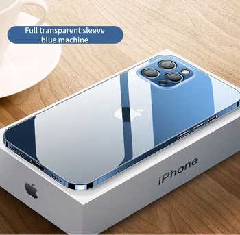 2021 Nou de Lux de Sticlă de Caz pentru IPhone 12 Pro Max Capac Spate Ultra Subtire Sticlă Transparentă Acoperă pentru IPhone 12Pro Mini Margine Moale