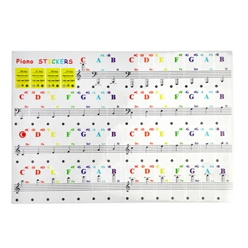 37/49/61/88 Culoare Transparent Pian Autocolante Electronic Tastatură Cheie Pentagrama Autocolant Cu Note De Pian Simbol Taste Alb