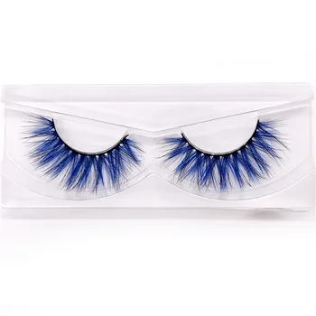 3D False, Gene Colorate Albastru Naturala Nurca Reale pufos Stil Eye lash Extension Machiaj Cosplay Colorate Geană