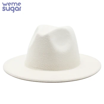 WeMe Toamna Iarna Pălărie de Fetru Pălării Pentru Femei și Bărbați Britanici Stil Vintage Biserica Pălării Margine Plat Fedoras